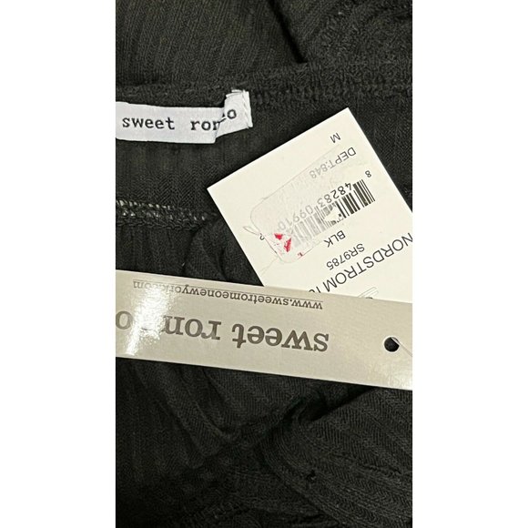 Sweet Romeo Women's Size M Henley Neck Long Sleeve Ribbed Uneven Top Tunic Black - Picture 5 of 9